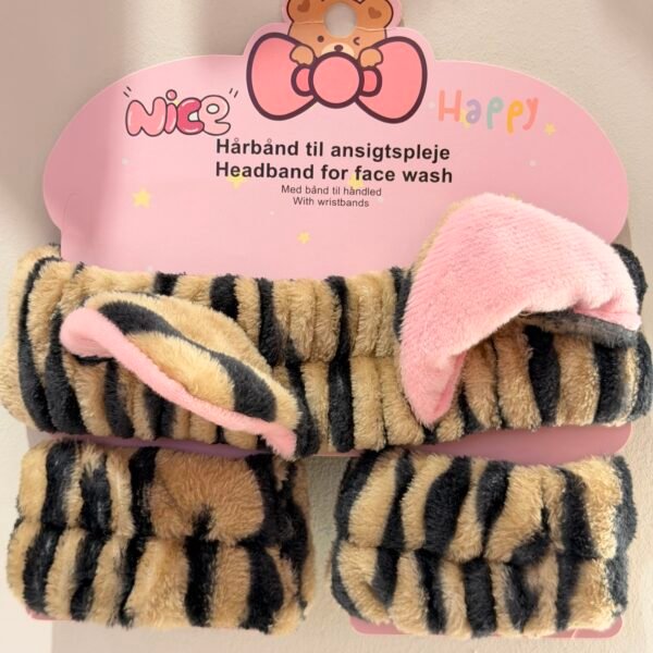 Diadema set de limpiar leopardo